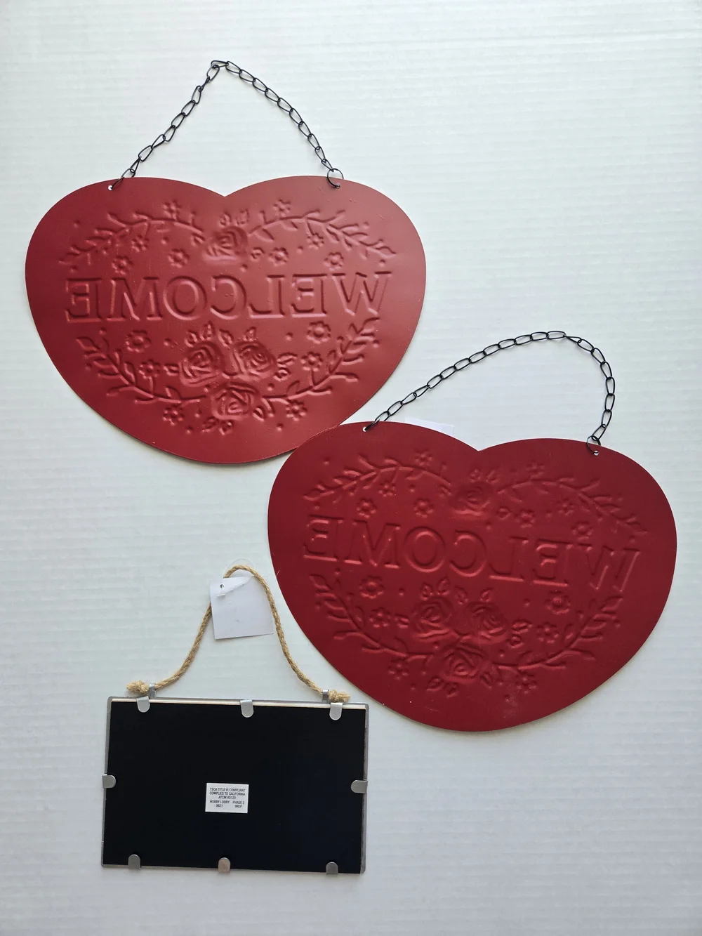 Hobby Lobby 2 Red Heart Welcome Signs And Silver Sweet Like Candy Sign - NWT